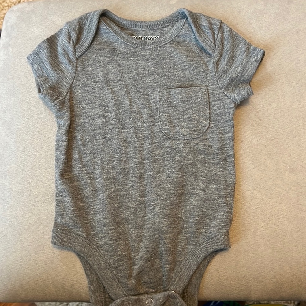 Grey Old Navy 3/6 month pocket onesie